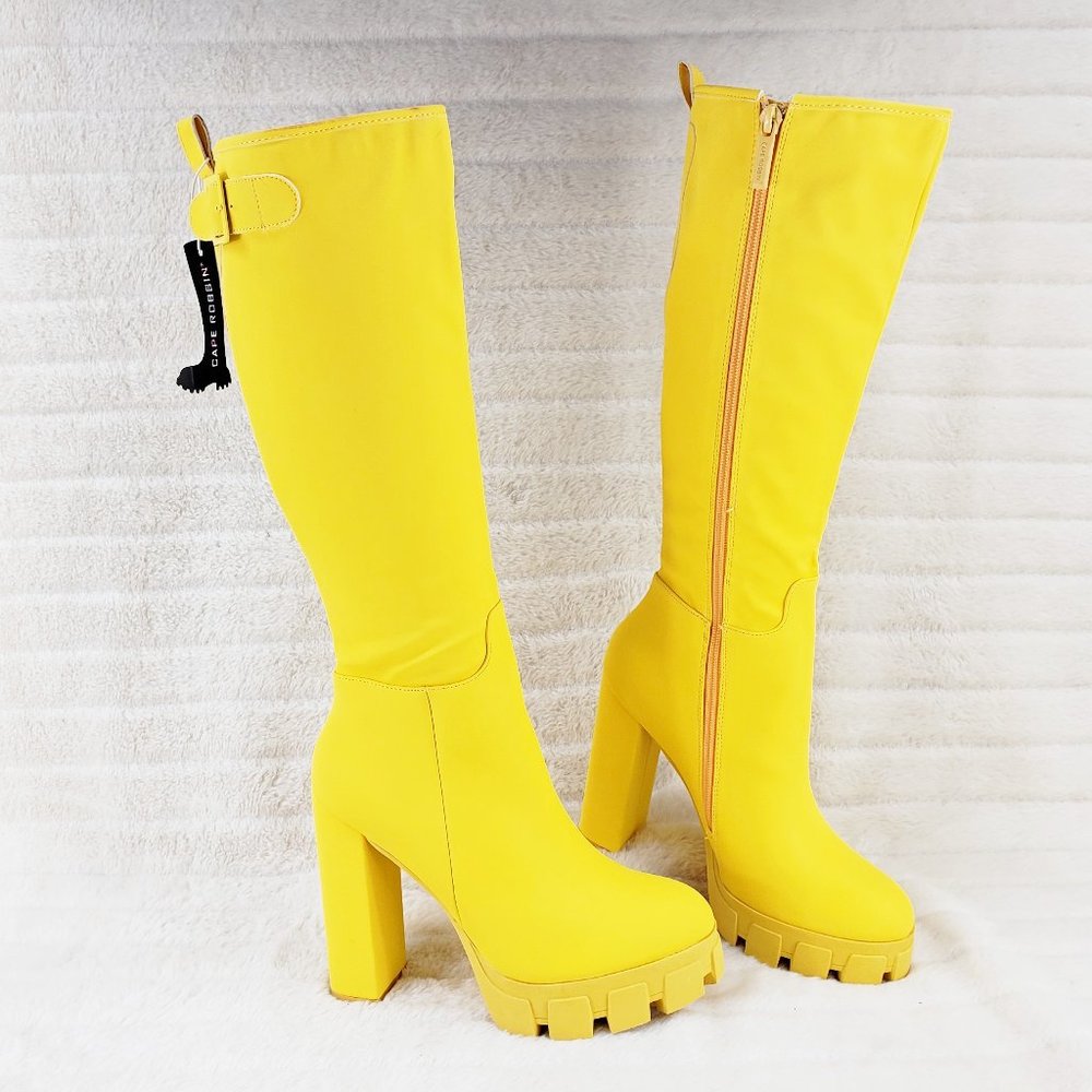 Bright Yellow 5" Chunky Heel Lug Sole Water resist